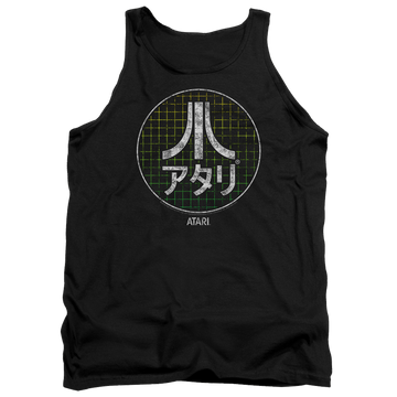 Black men's tank with Atari Japanese Grid graphic
