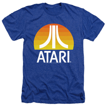 Royal men's heather t-shirt with Atari Sunrise Clean graphic