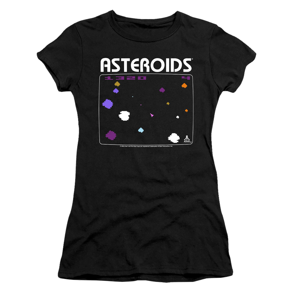 Atari Asteroids Screen - Juniors T-Shirt Juniors T-Shirt Atari   