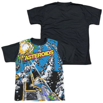 Atari Asteroids All Over - Youth Black Back T-Shirt (Ages 8-12) Atari