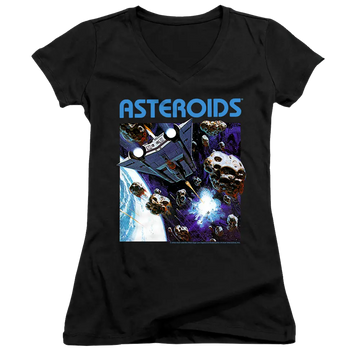 Atari 2600 Asteroids - Juniors V-Neck T-Shirt Atari