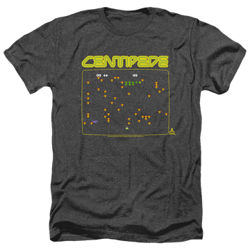 Charcoal men's heather t-shirt with Atari Centipede Screen graphic
