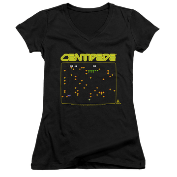 Atari Centipede Screen - Juniors V-Neck T-Shirt Juniors V-Neck T-Shirt Atari   