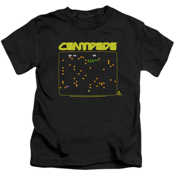 Black kid's t-shirt for ages 4 to 7 with Atari Centipede Screen graphic