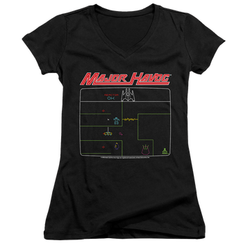 Atari Major Havoc Screen - Juniors V-Neck T-Shirt Juniors V-Neck T-Shirt Atari   