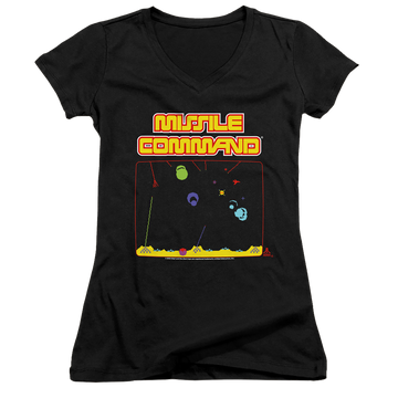 Atari Missle Screen - Juniors V-Neck T-Shirt Juniors V-Neck T-Shirt Atari   