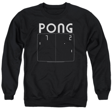 Black men's crewneck sweatshirt with Atari Pong Screen graphic