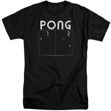 Black men's tall fit t-shirt with Atari Pong Screen graphic