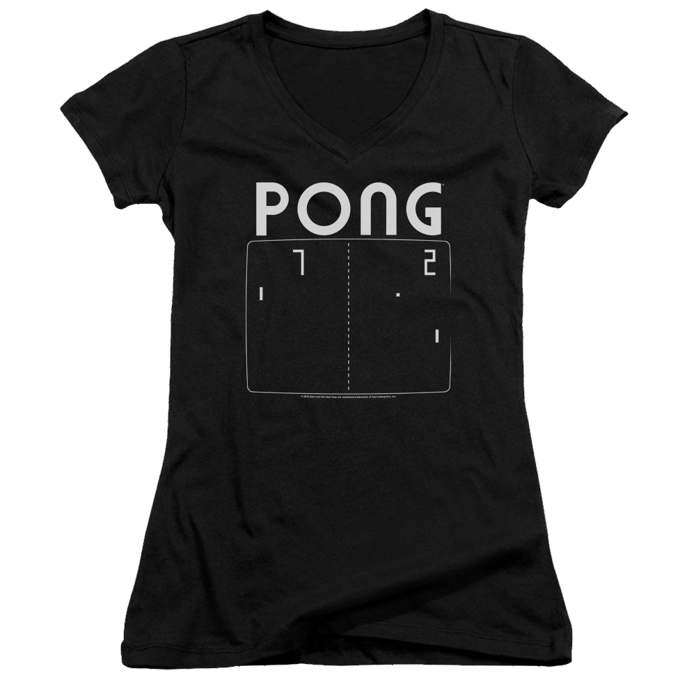 Atari Pong Screen - Juniors V-Neck T-Shirt Juniors V-Neck T-Shirt Atari   