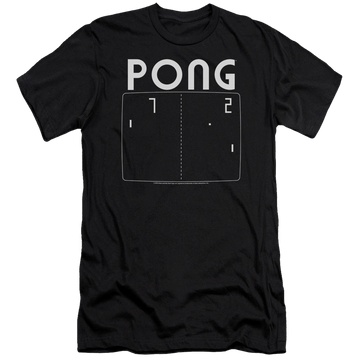 Black men's premium slim fit t-shirt with Atari Pong Screen graphic