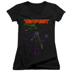 Atari Tempest Screen - Juniors V-Neck T-Shirt Juniors V-Neck T-Shirt Atari   