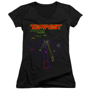 Atari Tempest Screen - Juniors V-Neck T-Shirt Juniors V-Neck T-Shirt Atari   