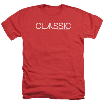 Red men's heather t-shirt with Atari Classic graphic