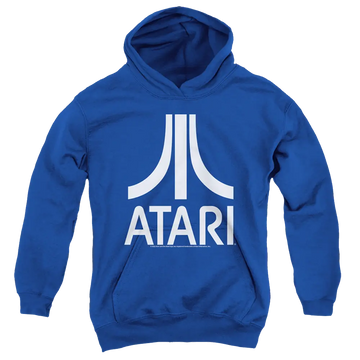 Royal youth hoodie for ages 8 to 12 with Atari Logo graphic