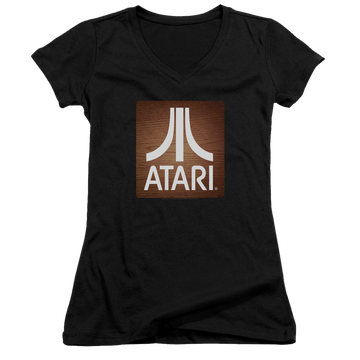Atari Classic Wood Square - Juniors V-Neck T-Shirt Juniors V-Neck T-Shirt Atari   