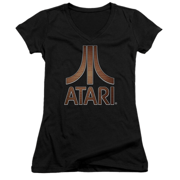 Atari Classic Wood Emblem - Juniors V-Neck T-Shirt Juniors V-Neck T-Shirt Atari   