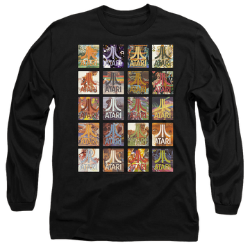 Black men's long sleeve t-shirt with Atari 20 Games graphic