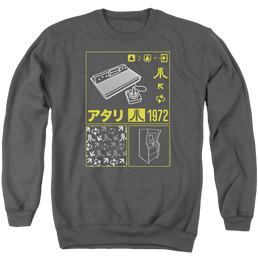 Atari Kanji Squares - Men's Crewneck Sweatshirt Men's Crewneck Sweatshirt Atari   