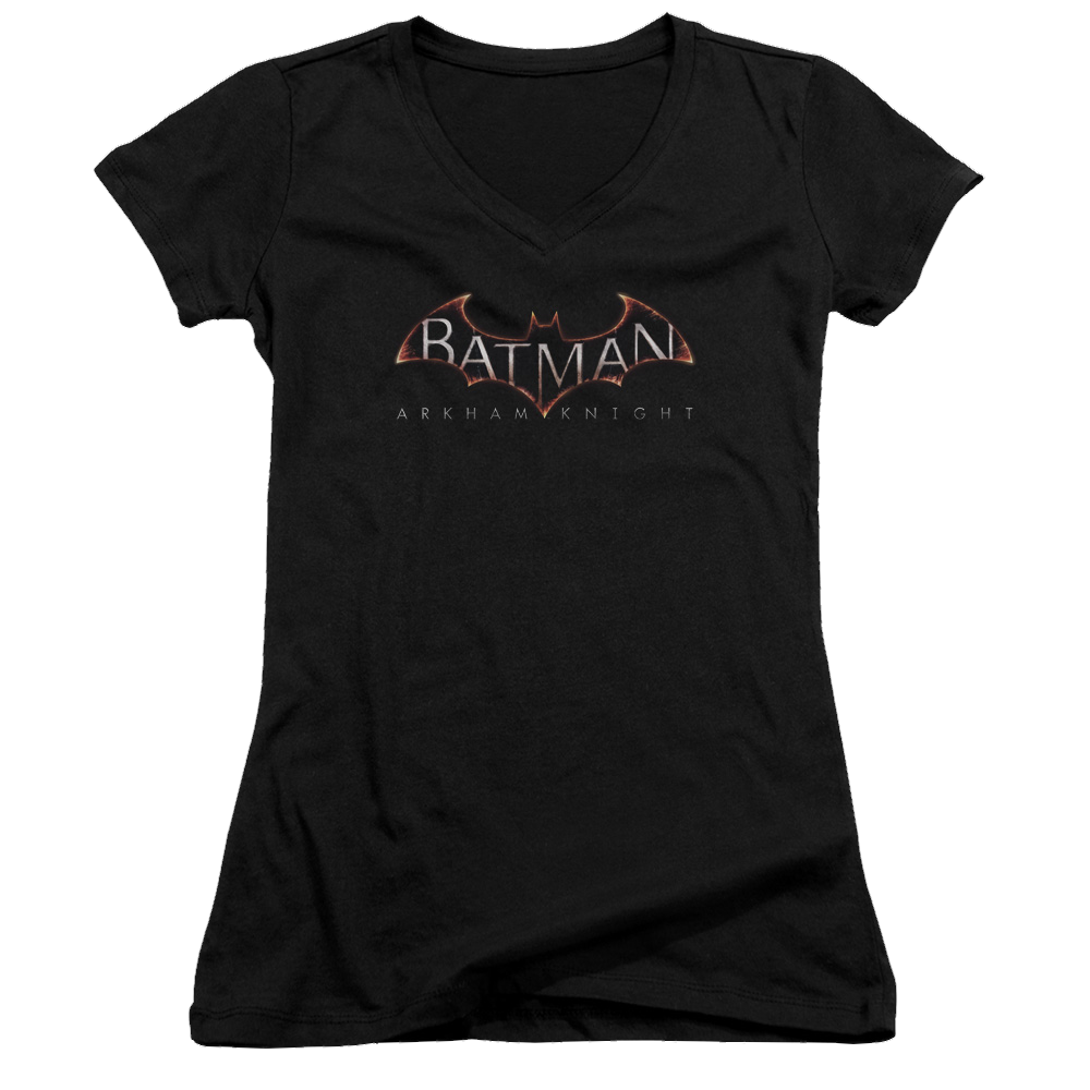 Batman - Arkham  Logo - Juniors V-Neck T-Shirt Juniors V-Neck T-Shirt Batman   