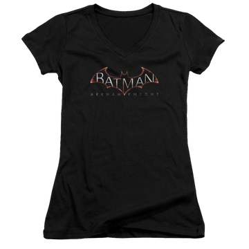 Batman - Arkham  Logo - Juniors V-Neck T-Shirt Juniors V-Neck T-Shirt Batman   