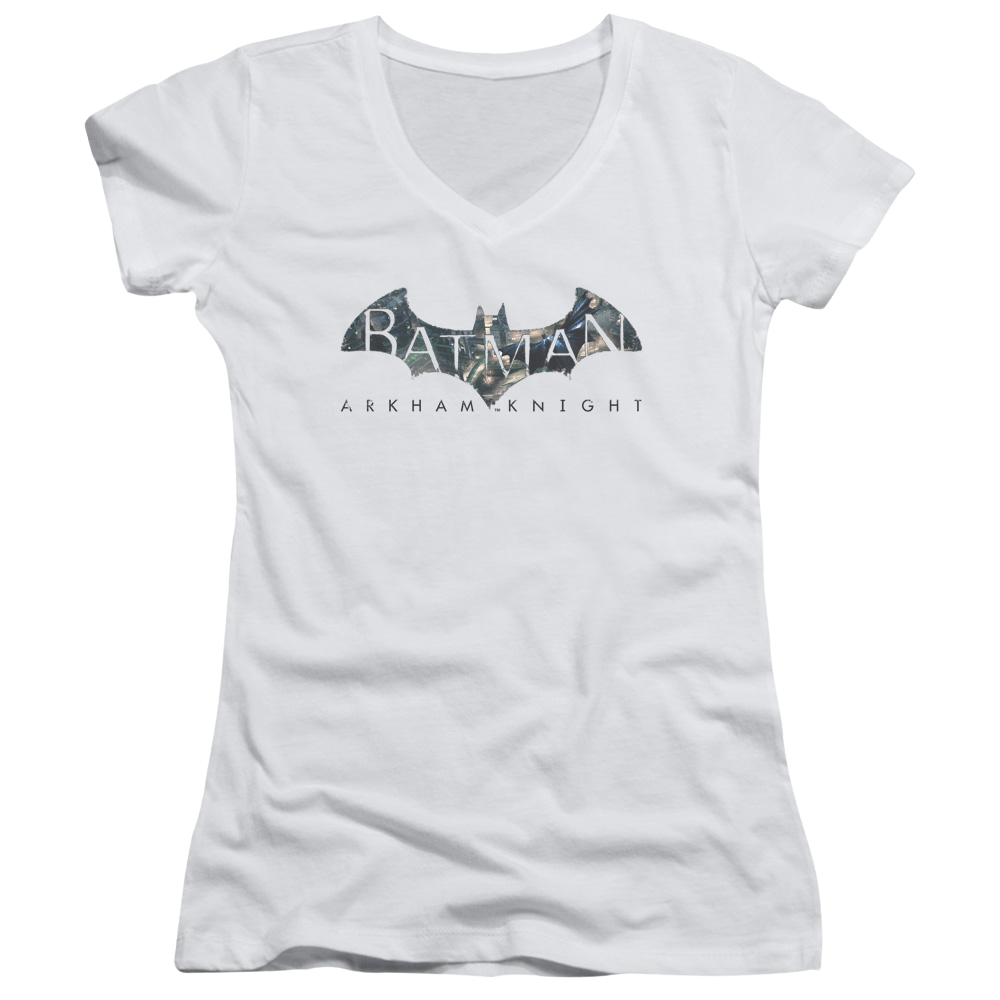 Batman - Arkham Descending Logo - Juniors V-Neck T-Shirt Juniors V-Neck T-Shirt Batman   