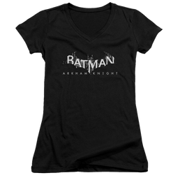 Batman - Arkham Ak Splinter Logo - Juniors V-Neck T-Shirt Juniors V-Neck T-Shirt Batman   