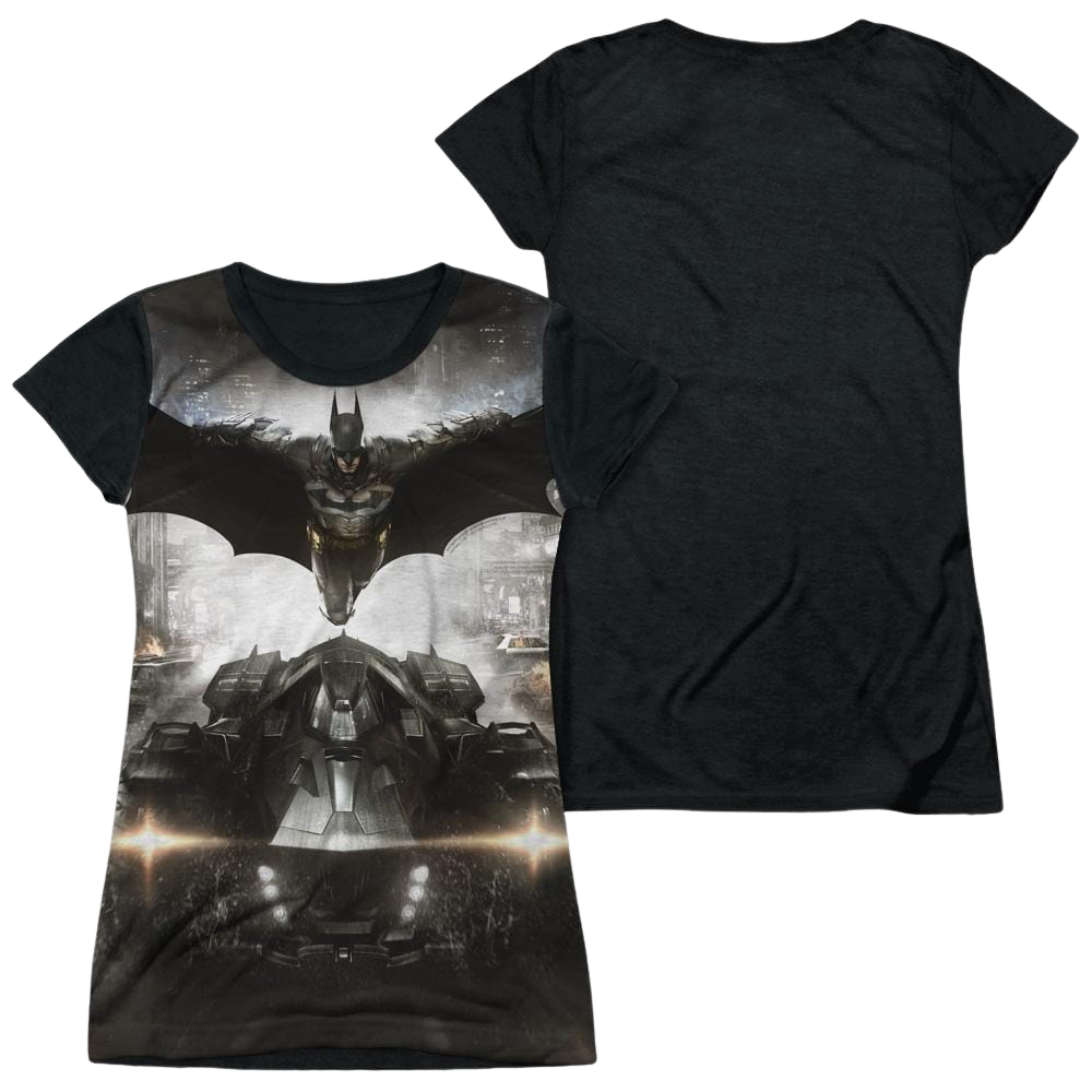 Batman - Arkham Poster - Juniors Black Back T-Shirt Juniors Black Back T-Shirt Batman   
