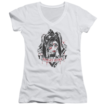 Batman - Arkham Sugar Quinn - Juniors V-Neck T-Shirt Juniors V-Neck T-Shirt Harley Quinn   
