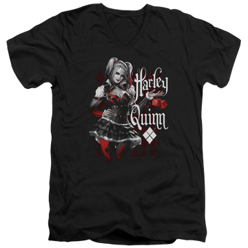 Batman - Arkham Dice - Men's V-Neck T-Shirt Men's V-Neck T-Shirt Harley Quinn   