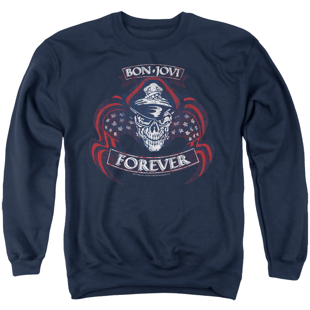 Bon Jovi Forever Skull - Men's Crewneck Sweatshirt Men's Crewneck Sweatshirt Bon Jovi   