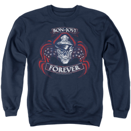 Bon Jovi Forever Skull - Men's Crewneck Sweatshirt Men's Crewneck Sweatshirt Bon Jovi   