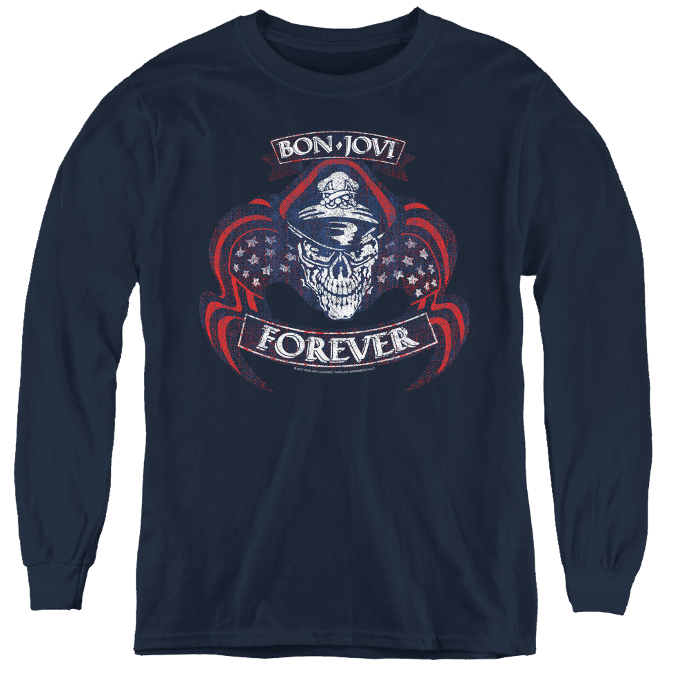 Bon Jovi Forever Skull - Youth Long Sleeve T-Shirt Youth Long Sleeve T-Shirt Bon Jovi   