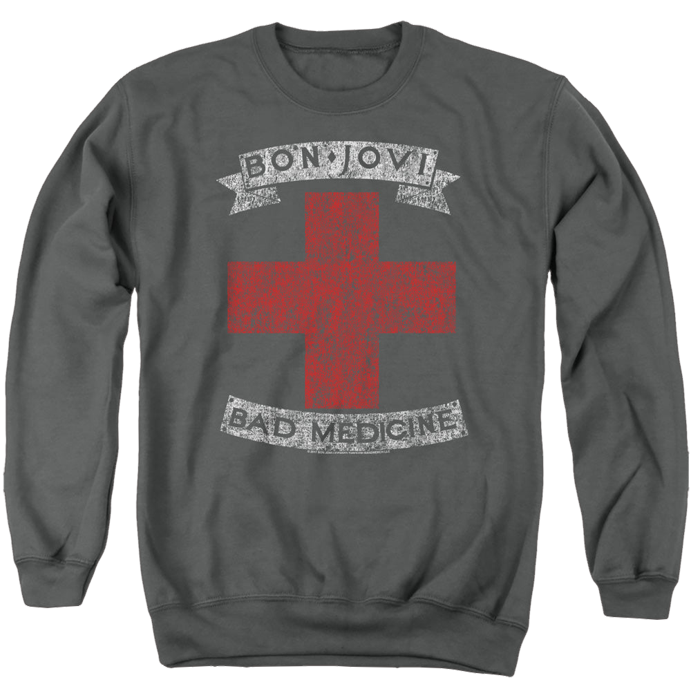 Bon Jovi Bad Medicine - Men's Crewneck Sweatshirt Men's Crewneck Sweatshirt Bon Jovi   