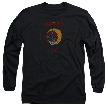 Black men's long sleeve t-shirt with Bon Jovi 1987 graphic