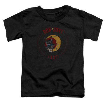 Black toddler t-shirt with Bon Jovi 1987 graphic