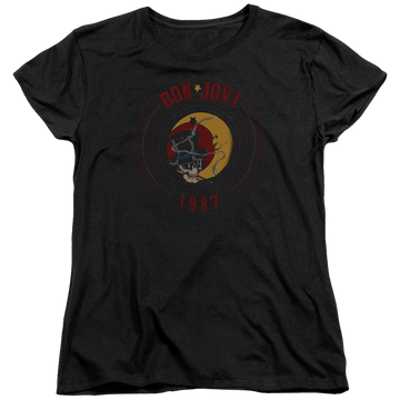 Black women's t-shirt with Bon Jovi 1987 graphic