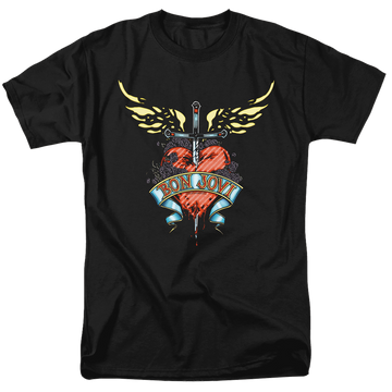 Black men's regular fit t-shirt with Bon Jovi Daggered graphic