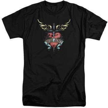 Black men's tall fit t-shirt with Bon Jovi Daggered graphic
