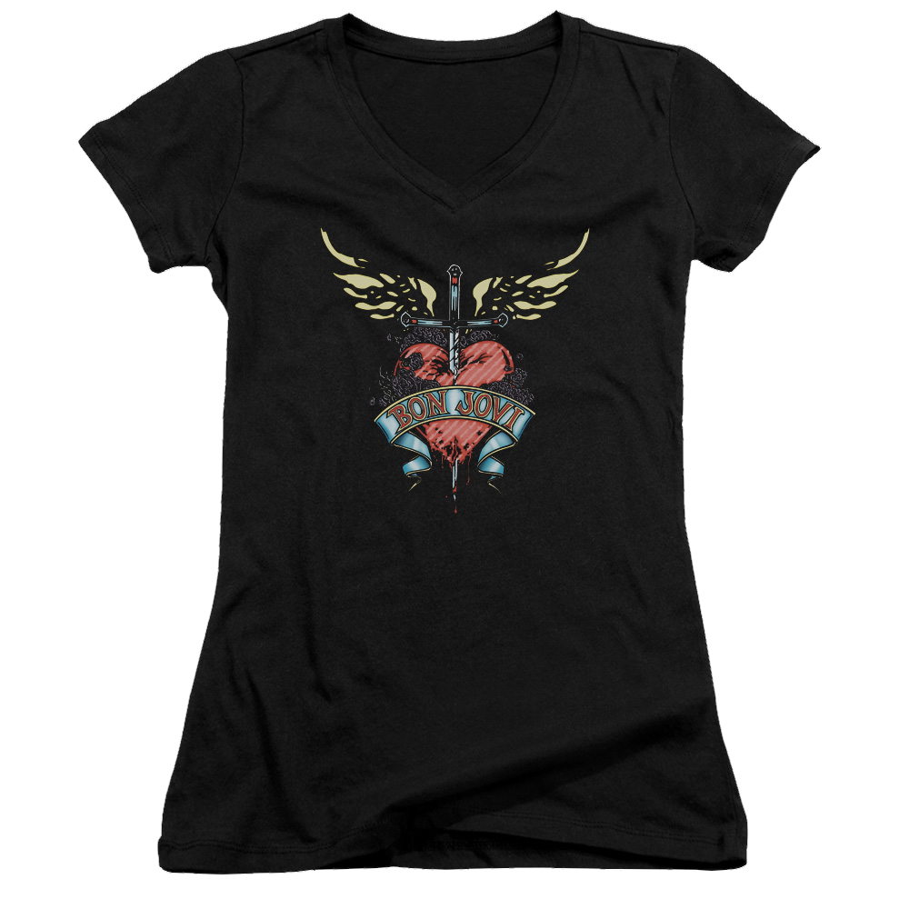 Bon Jovi Daggered - Juniors V-Neck T-Shirt Juniors V-Neck T-Shirt Bon Jovi   
