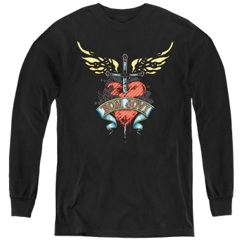 Black youth long sleeve t-shirt with Bon Jovi Daggered graphic