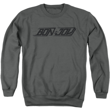 Charcoal men's crewneck sweatshirt with Bon Jovi New Logo graphic