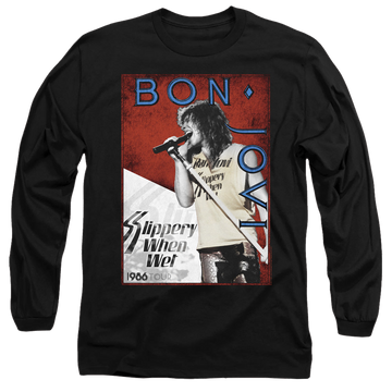 Black men's long sleeve t-shirt with Bon Jovi 86 Tour graphic