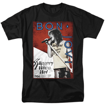 Black men's regular fit t-shirt with Bon Jovi 86 Tour graphic