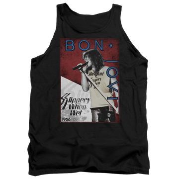 Black men's tank with Bon Jovi 86 Tour graphic