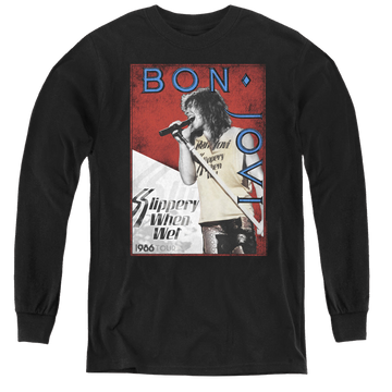 Black youth long sleeve t-shirt with Bon Jovi 86 Tour graphic
