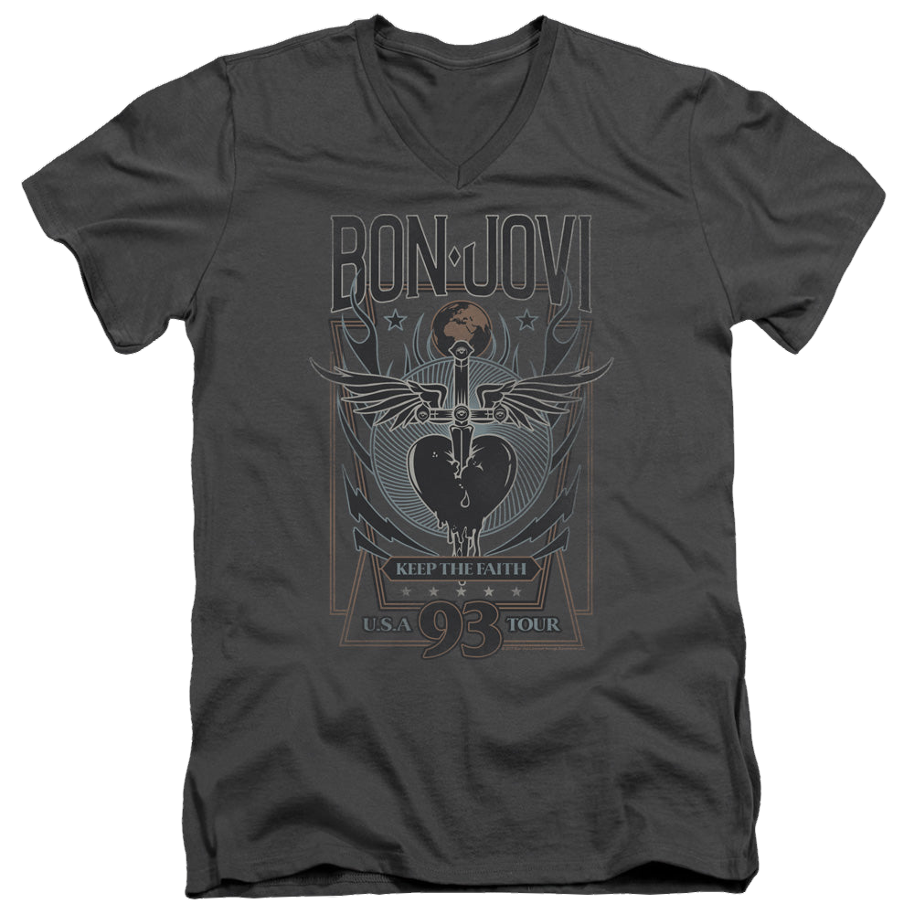 Bon Jovi Keep The Faith - Men's V-Neck T-Shirt Men's V-Neck T-Shirt Bon Jovi   
