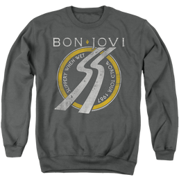 Bon Jovi Slippery When Wet World Tour - Men's Crewneck Sweatshirt Men's Crewneck Sweatshirt Bon Jovi   