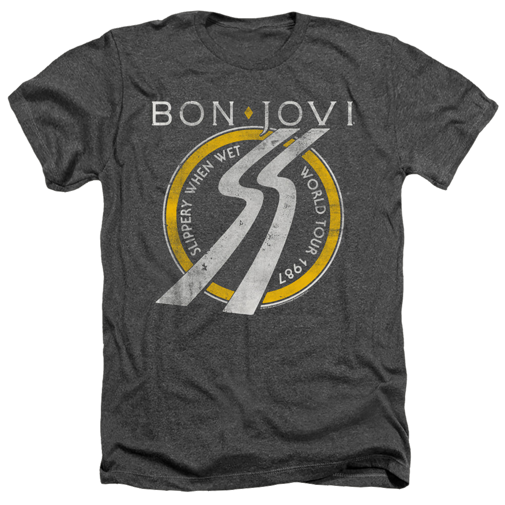 Bon Jovi Slippery When Wet World Tour - Men's Heather T-Shirt Men's Heather T-Shirt Bon Jovi   
