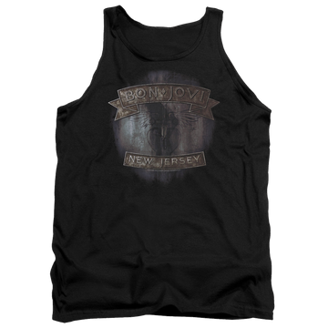 Black men's tank with Bon Jovi New Jersey graphic