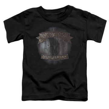 Black toddler t-shirt with Bon Jovi New Jersey graphic